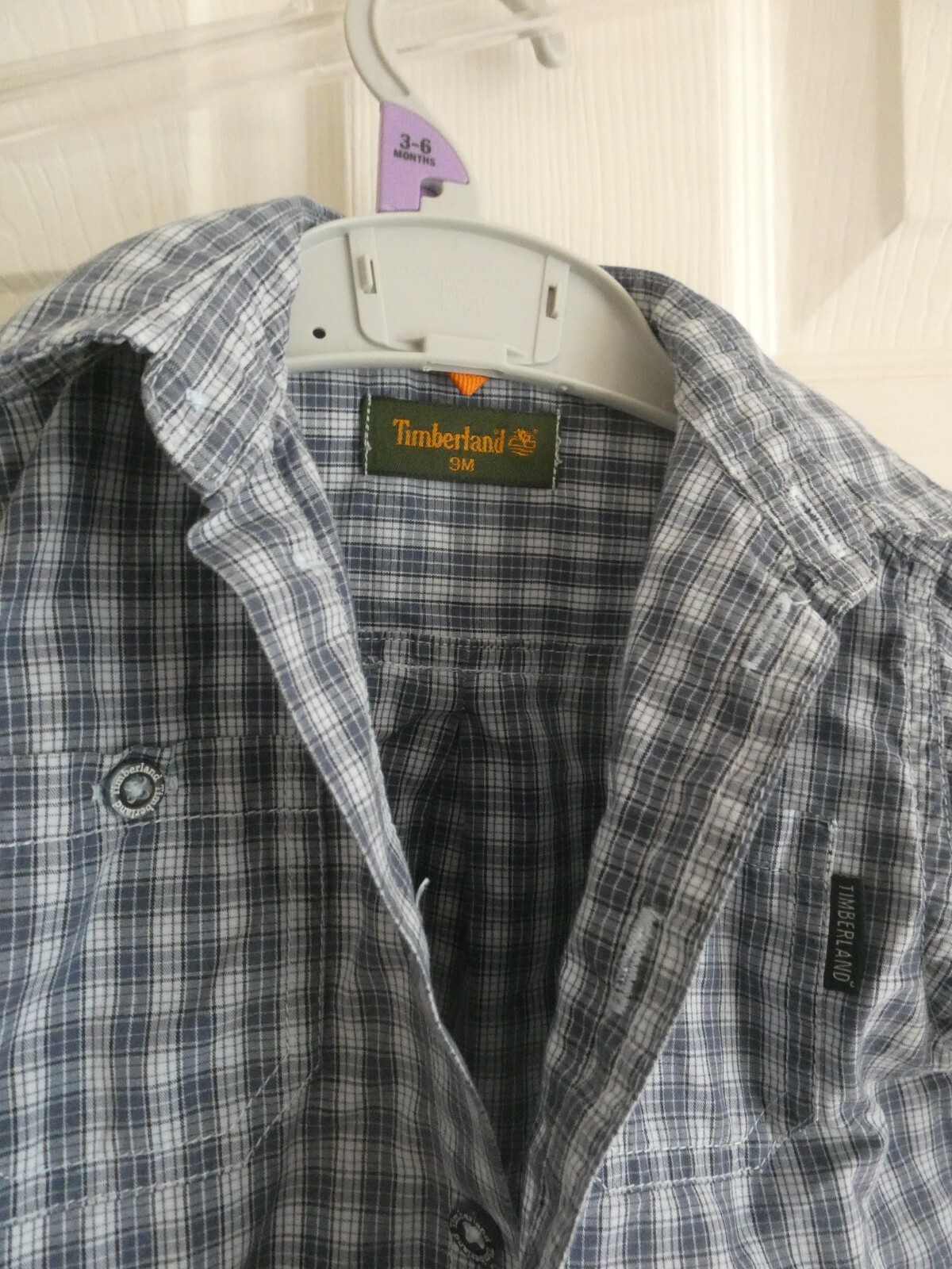 preowned boys timberland shirt blue check 3 months great shirt