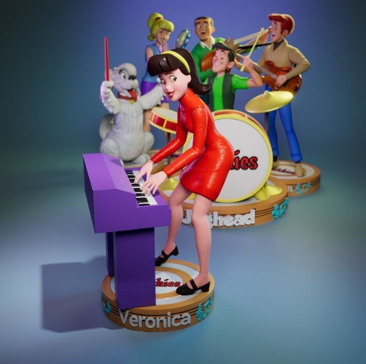UNPAINTED Archie The Archies Veronica Character Diorama 3d Printed Model Kit UW