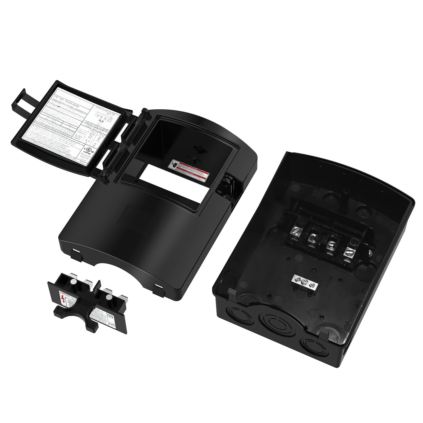 240VAC 60 Amp Non-Fused AC Disconnect , Outdoor Waterproof Plastic Enclosure ...