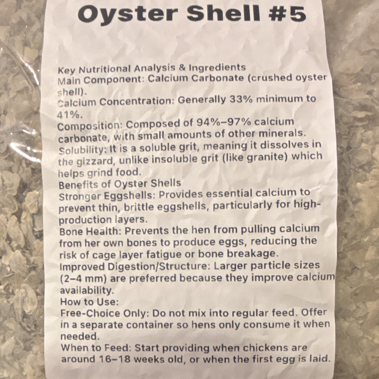 Crushed Oyster Shell 5LB Calcium Supplement for Chickens