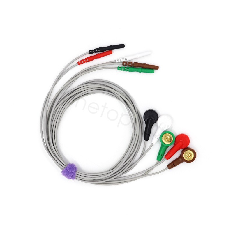 5-Lead ECG/EKG Machine leadwire,Snap,Holter Recorder ECG Monitor Cable - US