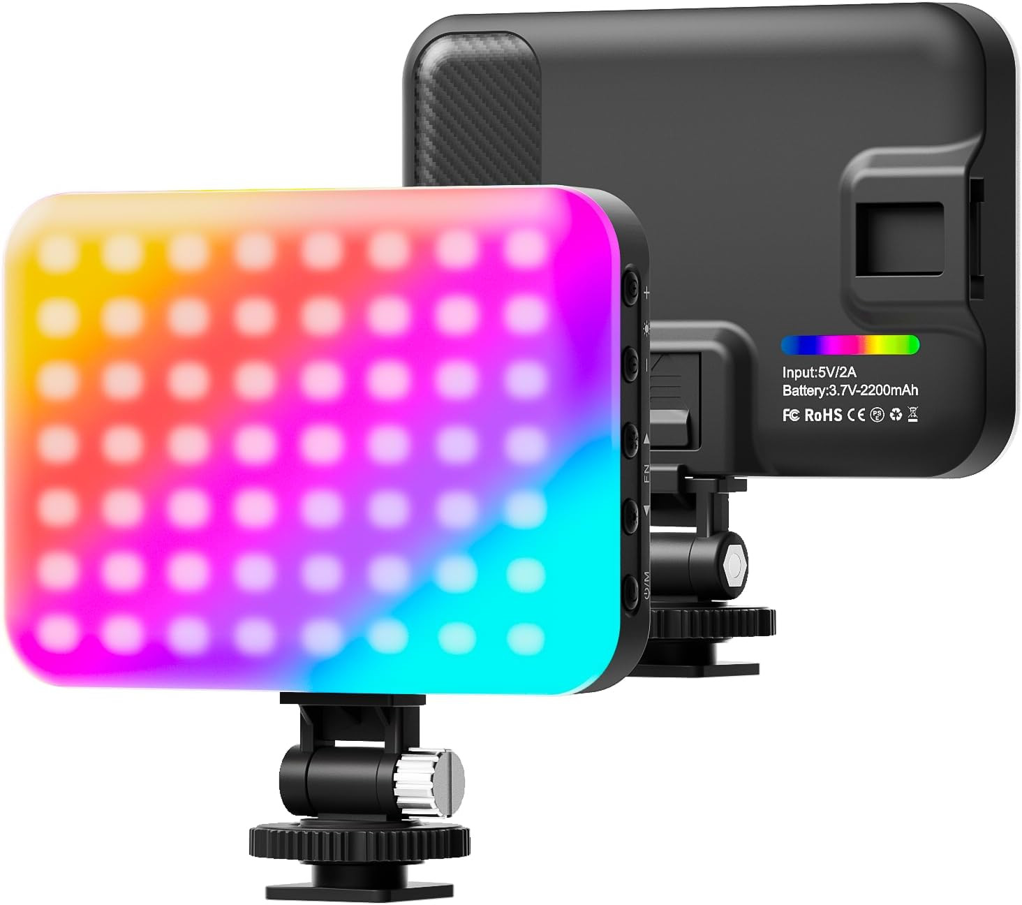 RGB Camera Light,360°Full Color Portable Video Light LED Photo Light W Cold Shoe