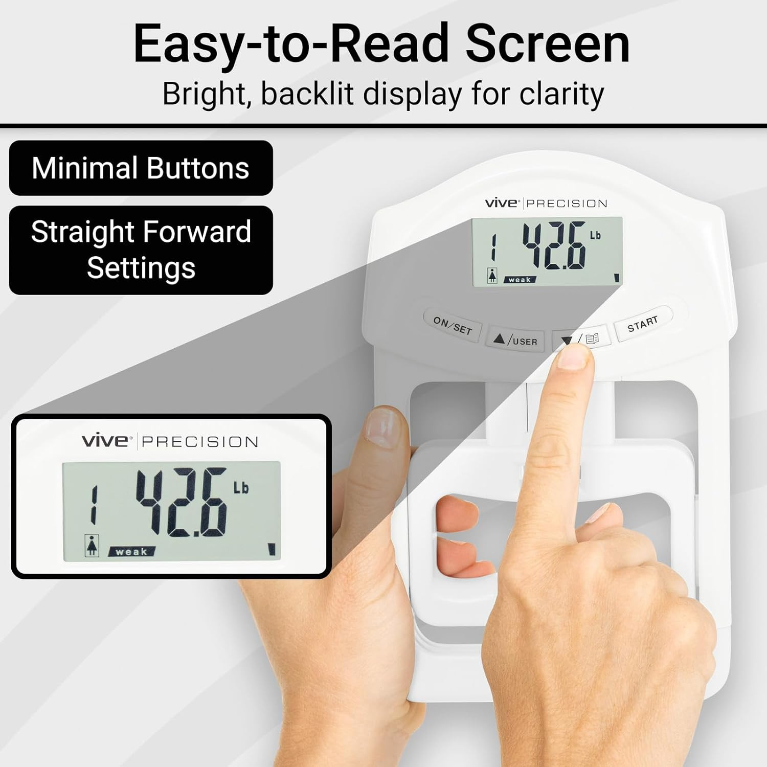 Grip Strength Tester - Hand Grip Dynamometer - Handheld Digital Grip Measurement