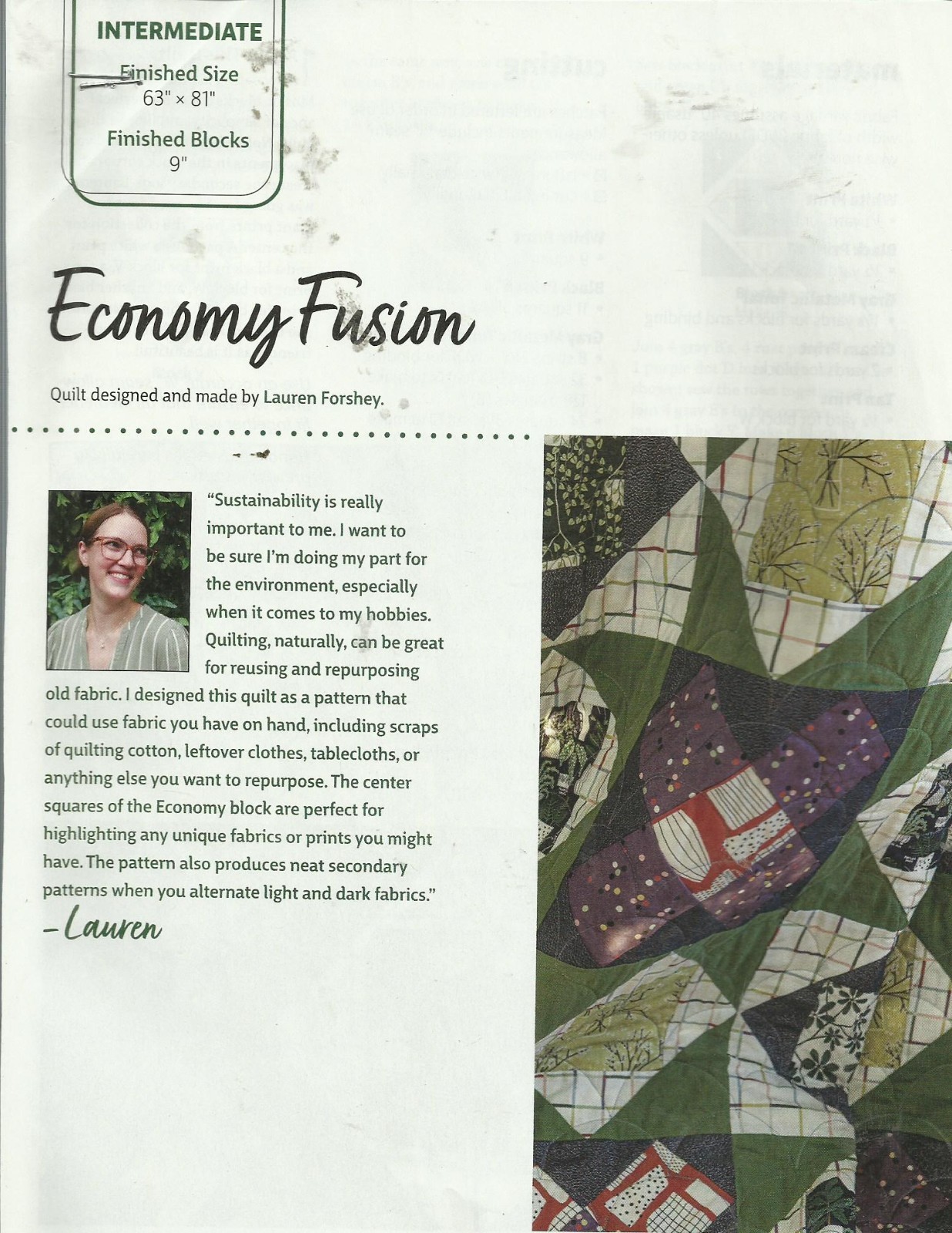 C0676 ECONOMY FUSION QUILT PATTERN/INSTRUCTIONS