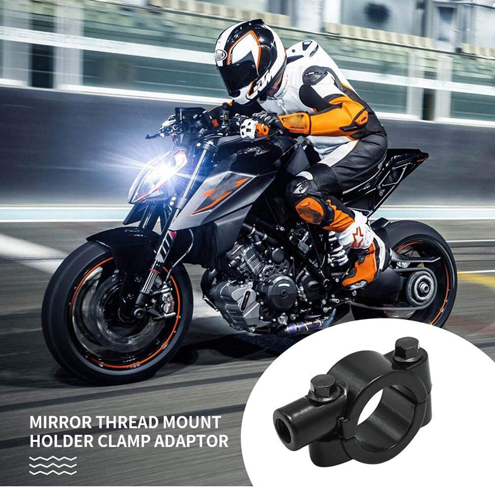 Pair 7/8" 10MM Motorcycle Handlebar Mirror Thread Mount Adaptor Holder Clamp M10