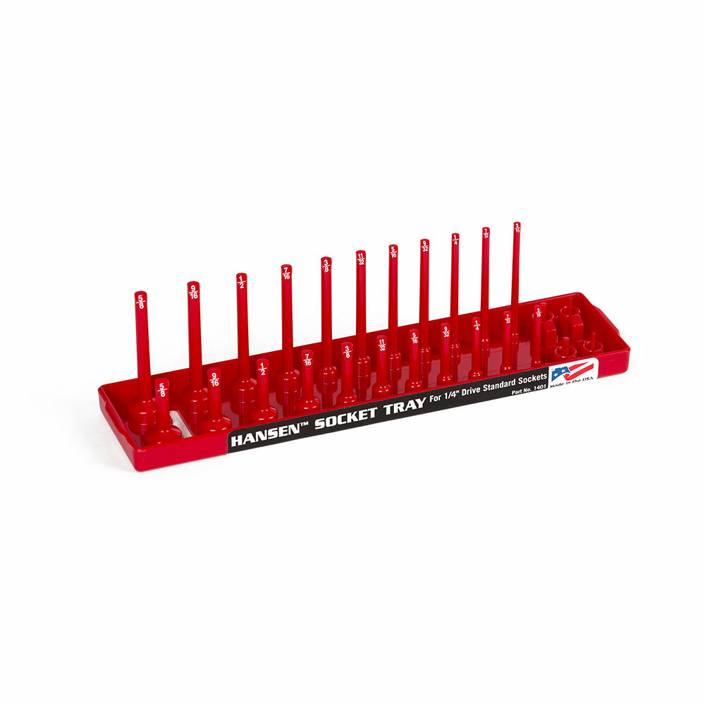 Hansen Global 1401 Red 1/4 Inch Drive SAE Socket Organizer Tool Storage