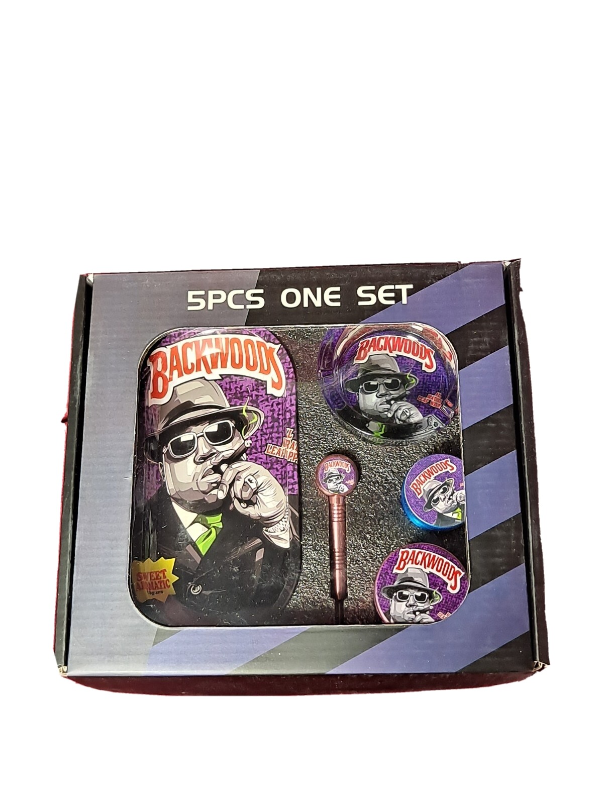5 Pcs Smoker's Gift Set With Tray And Grinder