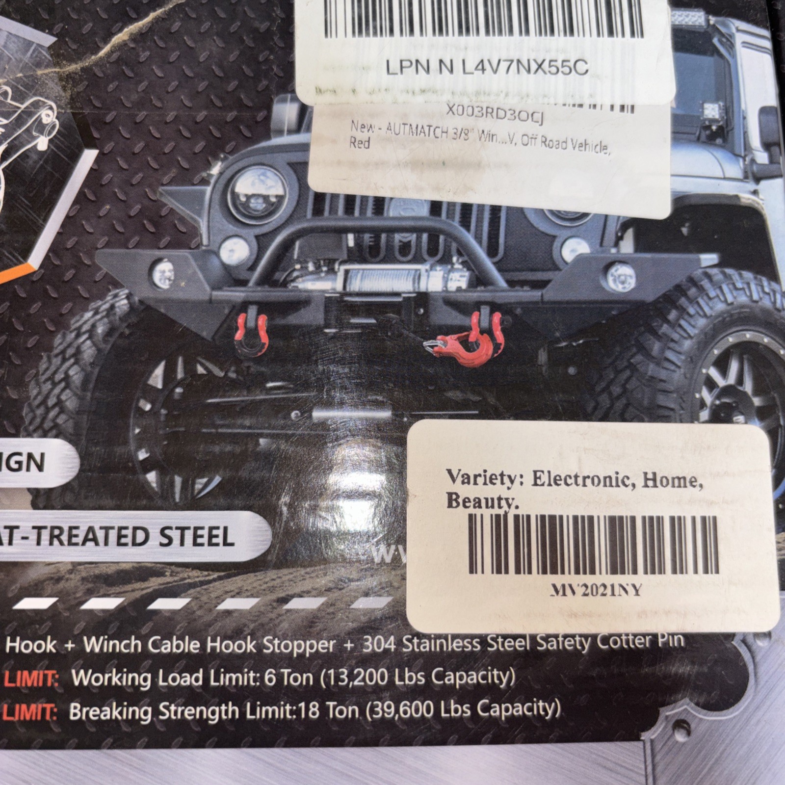 New Heavy Duty Winch Hook with Safety Spring Latch and Winch Cable Hook Stopper