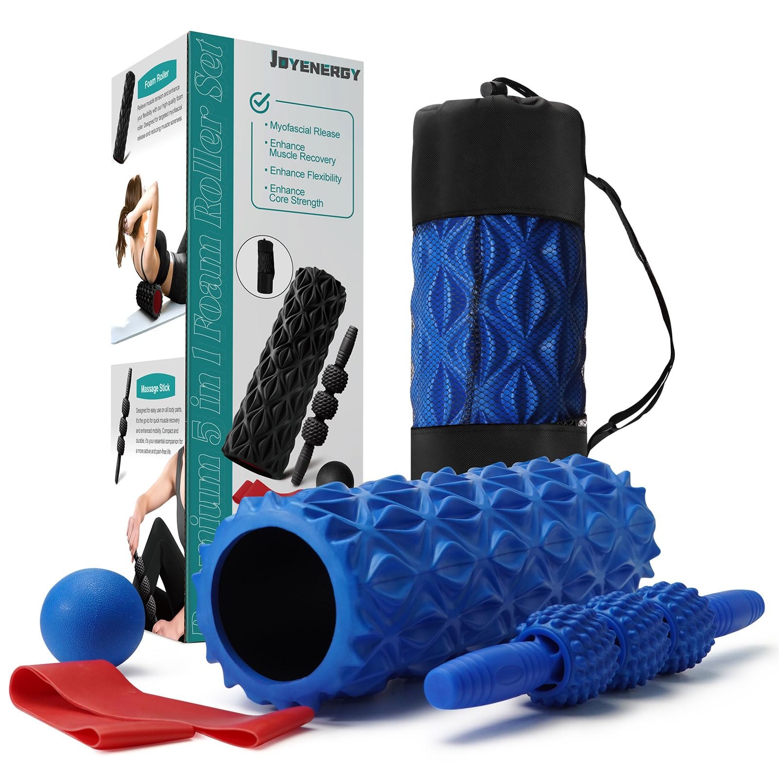5 in 1 Foam Roller Set High Density Patented Foam Roller for Exercise