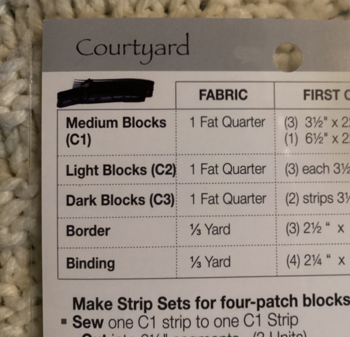 PATTERN CARD Block Quilt Table Runner NEW Dragonfly Fiberart QUICK & EASY