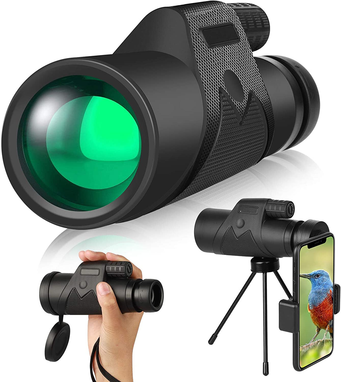 2x42 Monocular Telescope for Smartphone, Handheld Telescope for Adults with Hold
