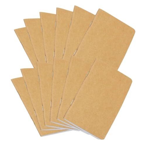 Notepads Kraft Paper Blank Notebooks,Mini Happy Journal 12pcs Brown-Blank