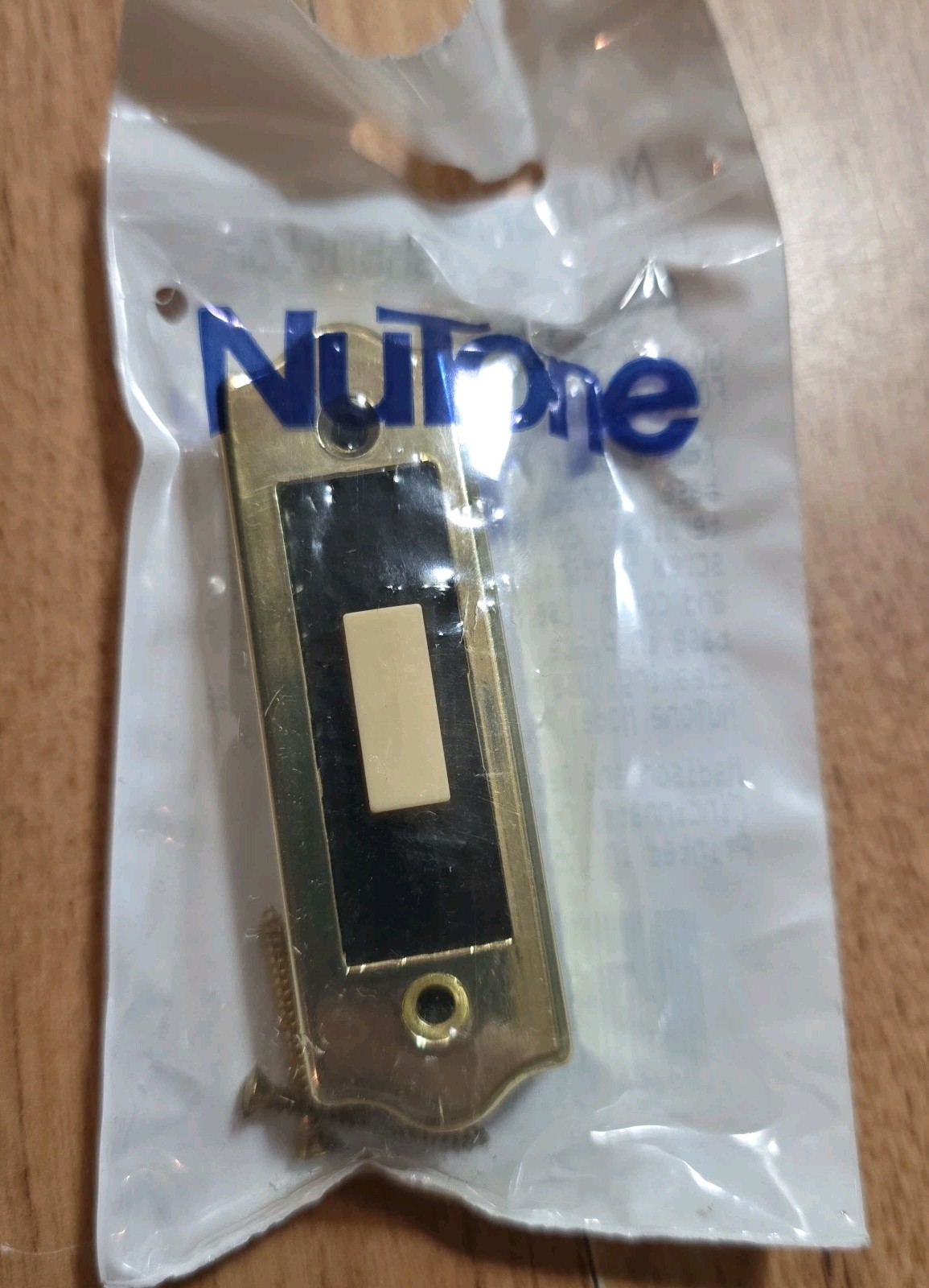 Vintage NuTone PB-19L Push Button Lighted Gold Finish Door Bell NOS