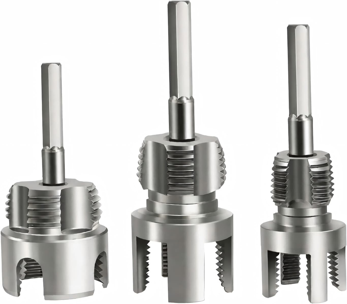 PVC Pipe Threader Set (1/2", 3/4", 1"), Pipe Threading Tool Attachment for Drill