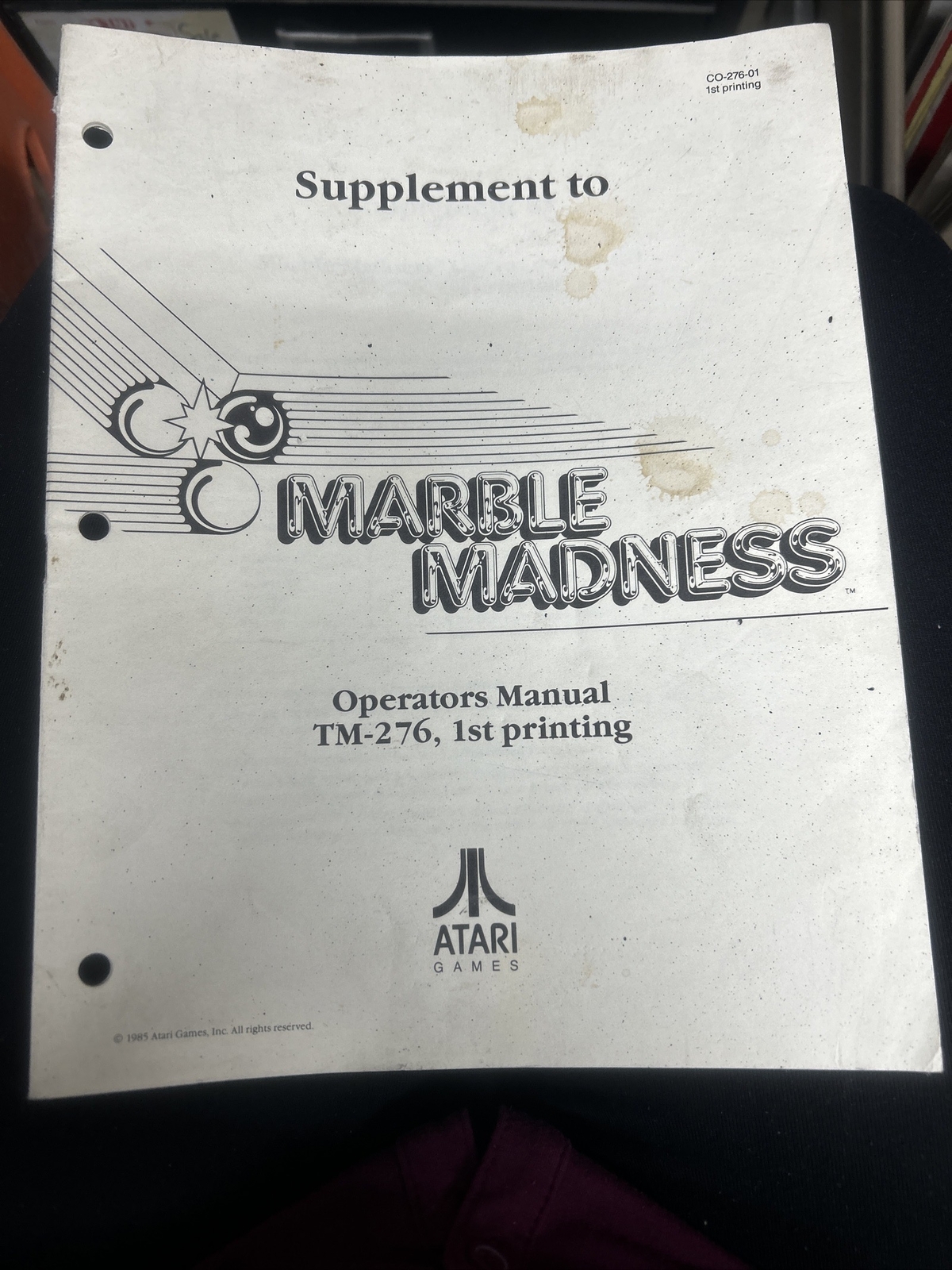 Atari MARBLE MADNESS Arcade Video Game Manual Supplement- good used original