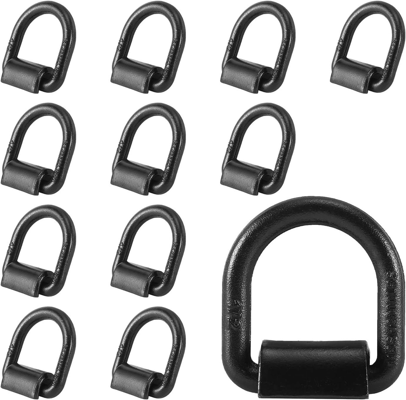 12 Pack 1/2 Inch Weld-On Forged D Rings, Heavy Duty Trailer Tie Down Anchors