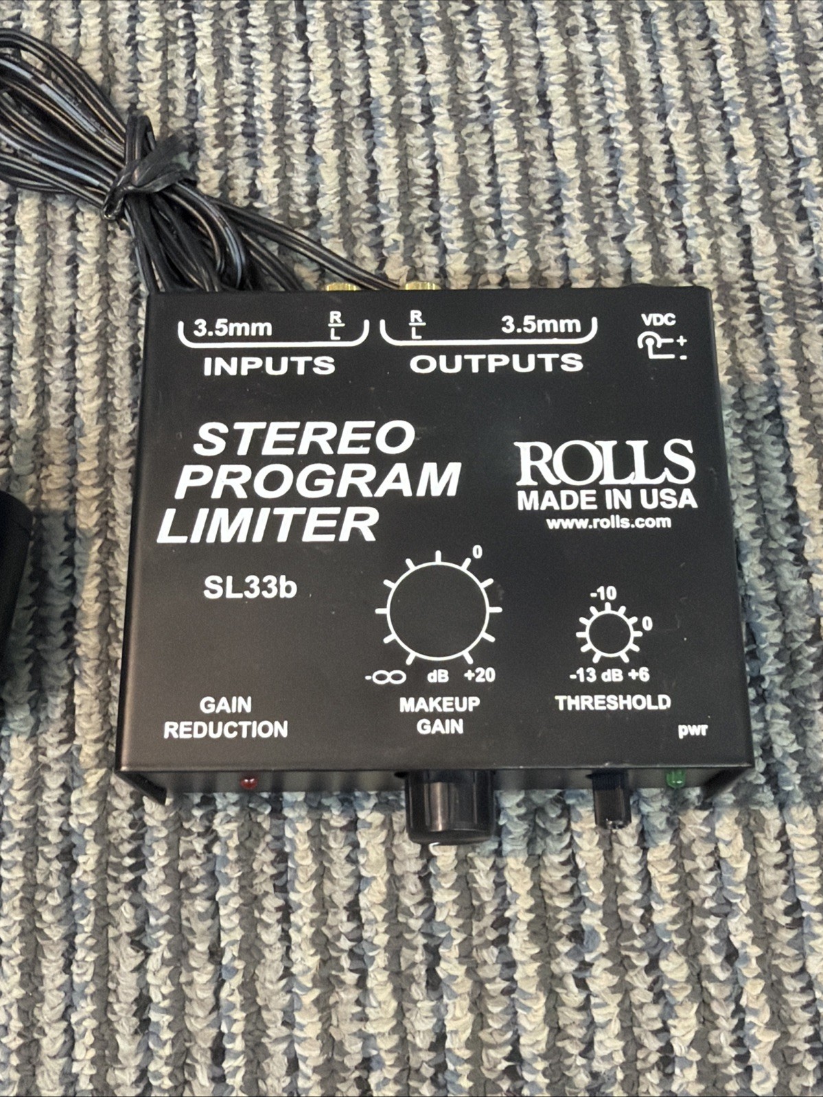 SL33b Mini Stereo Program Limiter with RCA and 3.5mm in/Out Rolls Tested