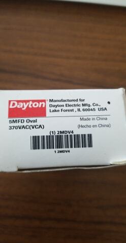 Montague run capacitor 5MFD x 370VAC oval 2MDV4/262064 *NIB* (S4R)