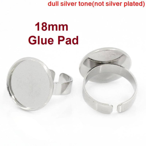 10 pcs. Silver Tone ADJUSTABLE Cabochon Setting Bezel RING bases settings – Ring