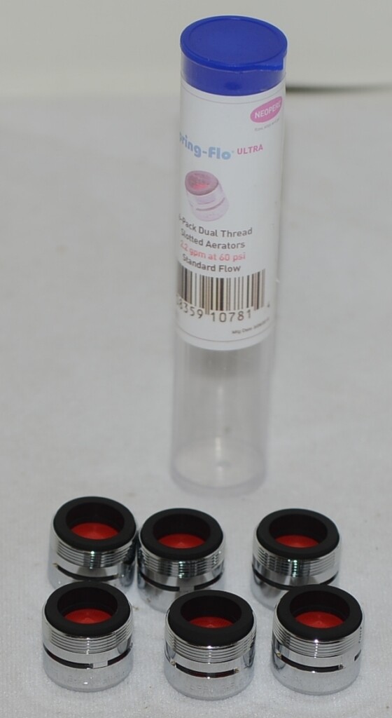 Neoperl NSF 61 372 Spring Flo Ultra 6 Pack Dual Thread Slotted Aerators