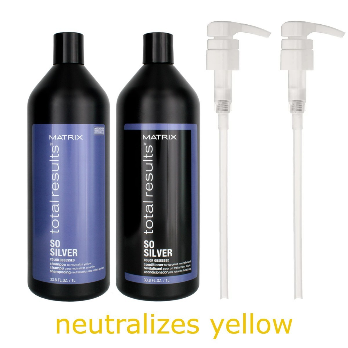 Matrix Total Results So Silver Shampoo and Conditioner 33.8oz with two pumps