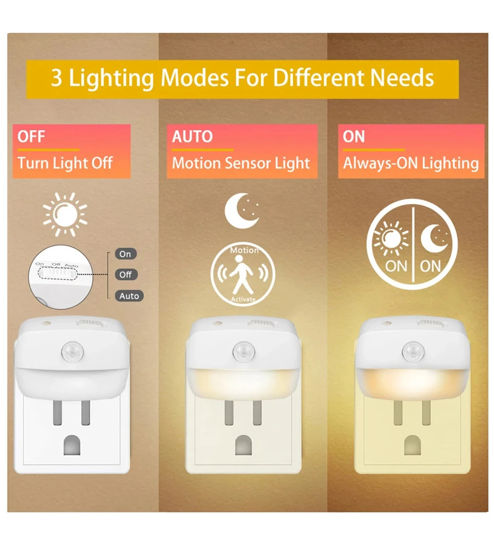 LED Night Light EU Plug In Smart Motion Sensor Light 220V Wall Lamp for Home...