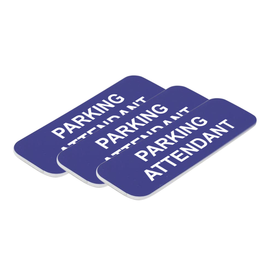 Parking Attendant 1 x 3" Name Tag/Badge, (3 Pack)