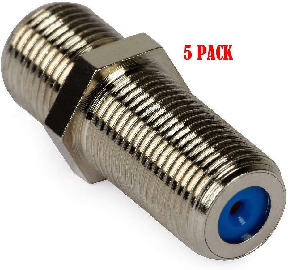 RG6 RG59 2.5GHz F-Jack to F-Jack Adapter F-81 Coupler 3/4" Long Barrel (5/pack)