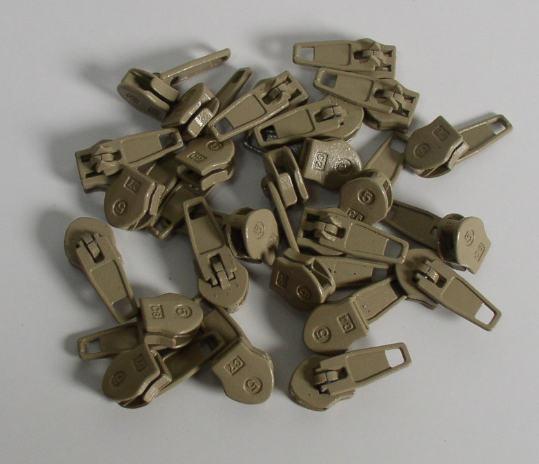 50X #5 Metal Zipper Locking Slider Tan/Beige Lot of 50
