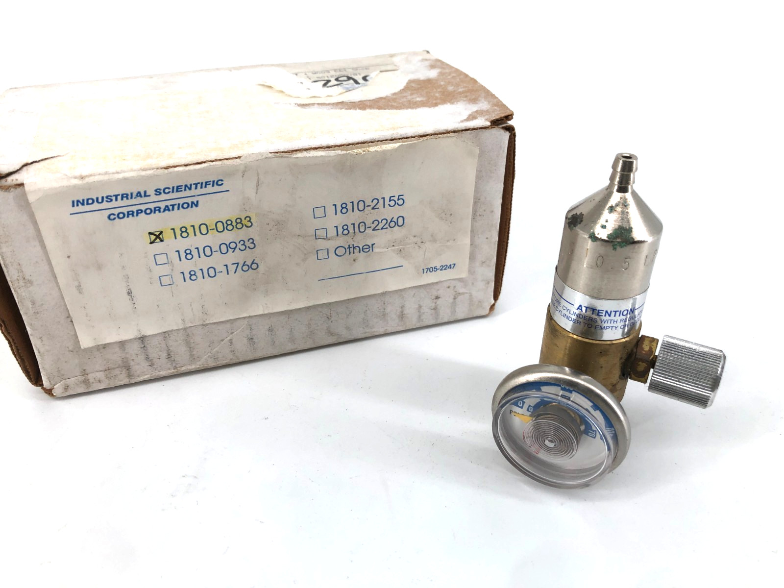 New Industrial Scientific 1810-0883 Gas Regulator 0.5 lpm Max Flow Rate