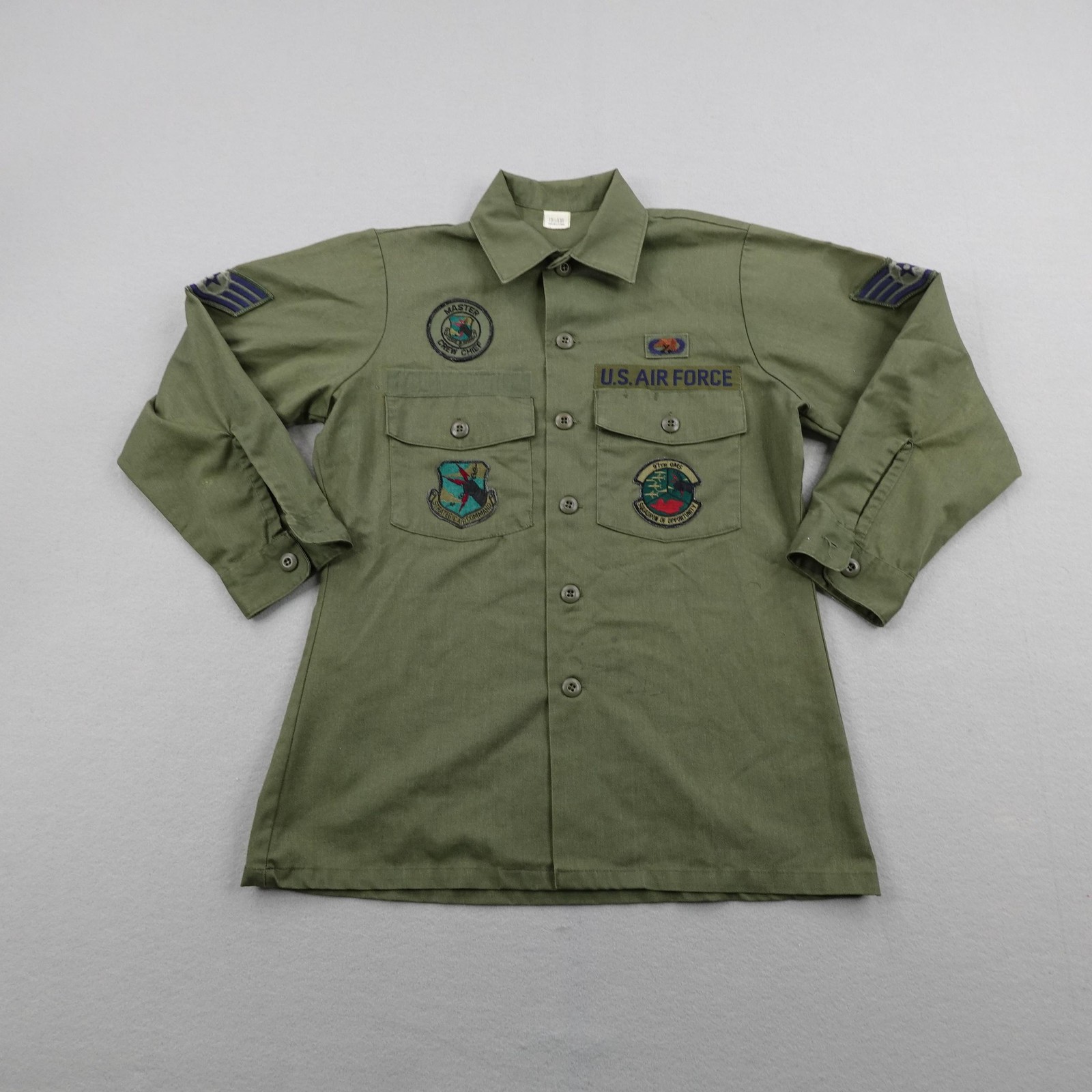 VTG US Air Force Shirt Medium OG-507 Utility Durable Press Strategic Command 80s