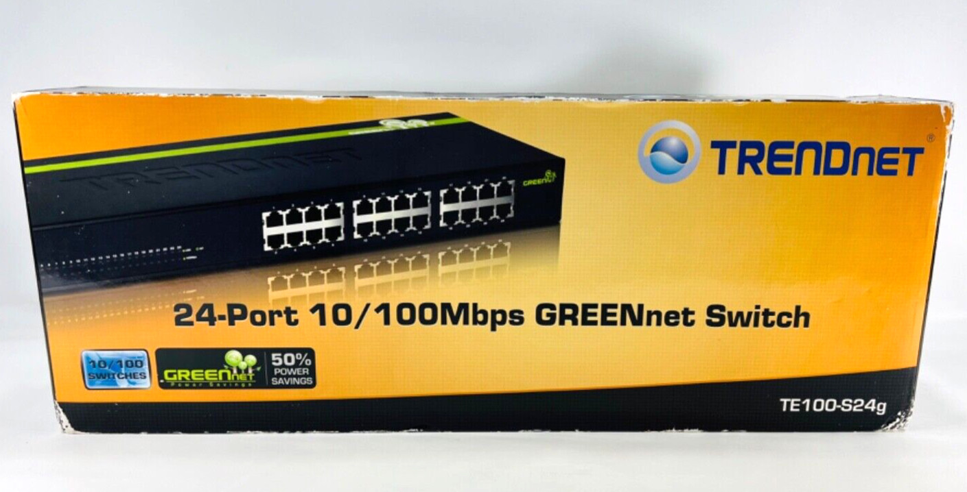 TRENDnet TE100-S24g 24-Port 10/100 Mbps GREENnet Switch - Brand New Sealed Box!