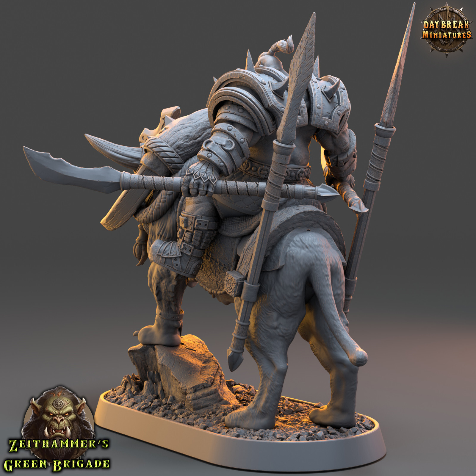Orc on Battlecat Rian | DayBreak Miniatures | Compatible with D&D/AOS