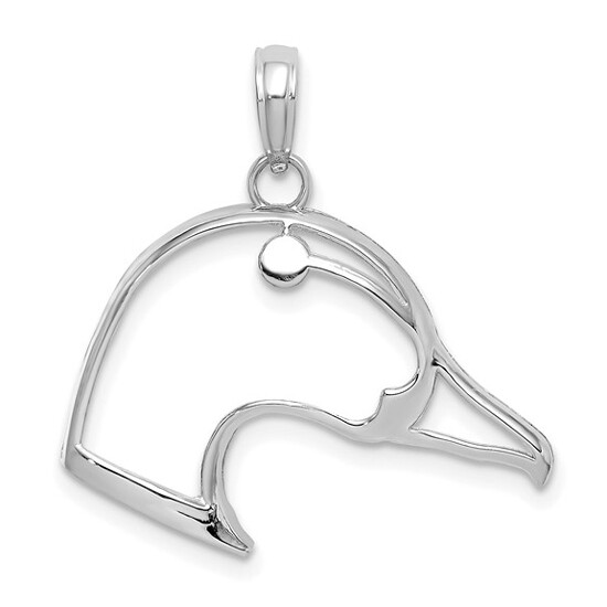 New .925 Sterling Silver Cut-Out Duck Head Pendant