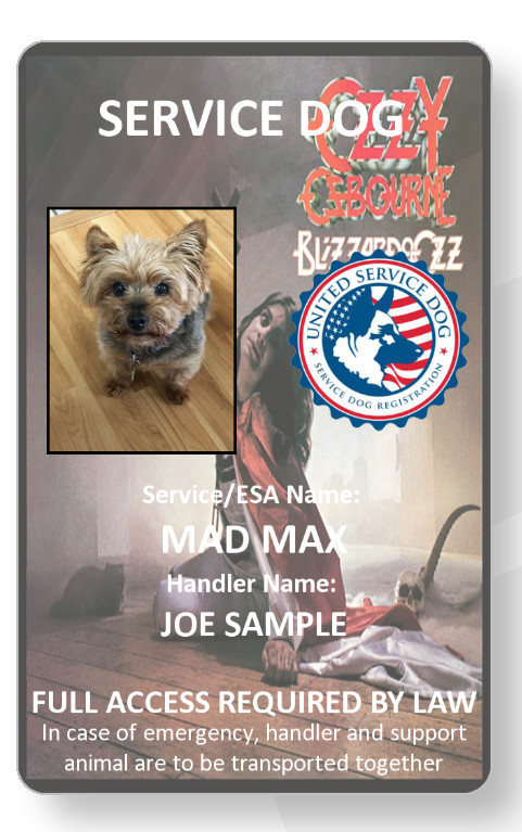 OZZY Service Dog/Emotional support/Therapy Dog ID card