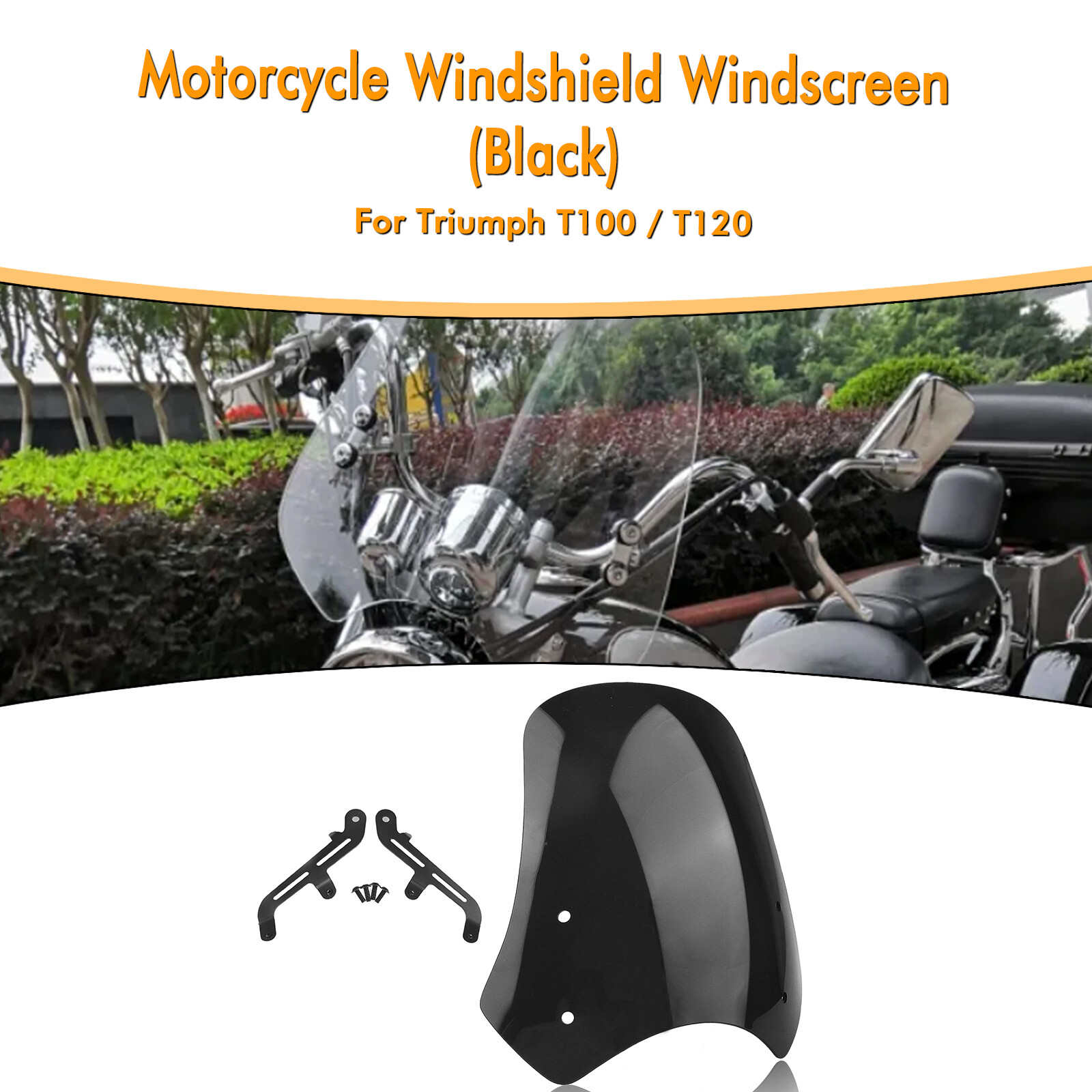 Front Windshield Wind Deflector Windscreen Cover For Triumph T100 T120 Black New