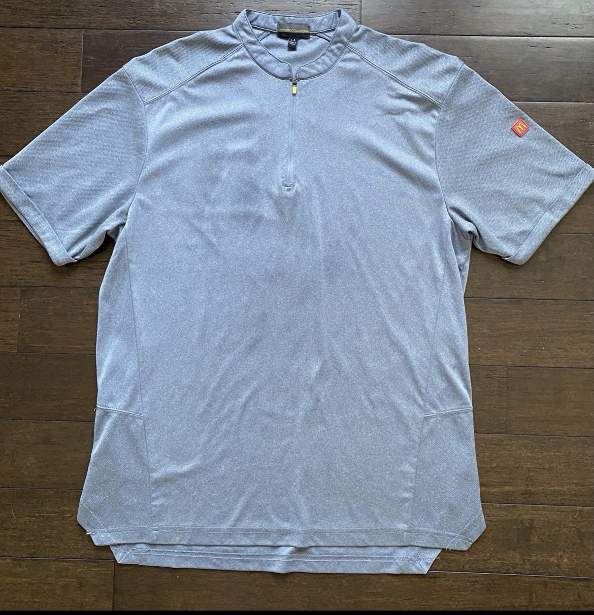 McDonald's 1/4 Zip Employee Uniform Work Shirt Large L Blue Gray Apparel Collect