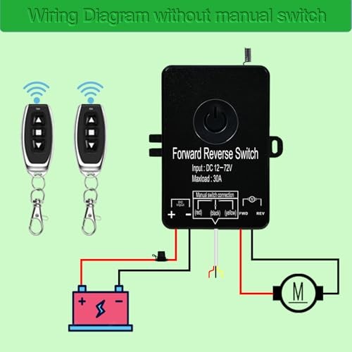 Waterproof Wireless Remote Forward Reverse Switch DC12V to 72V/30A-Linear