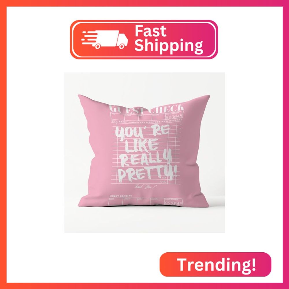 Poecinvi Pink Inspirational Pillow Covers 18x18, You are Pretty Guest Check Pill