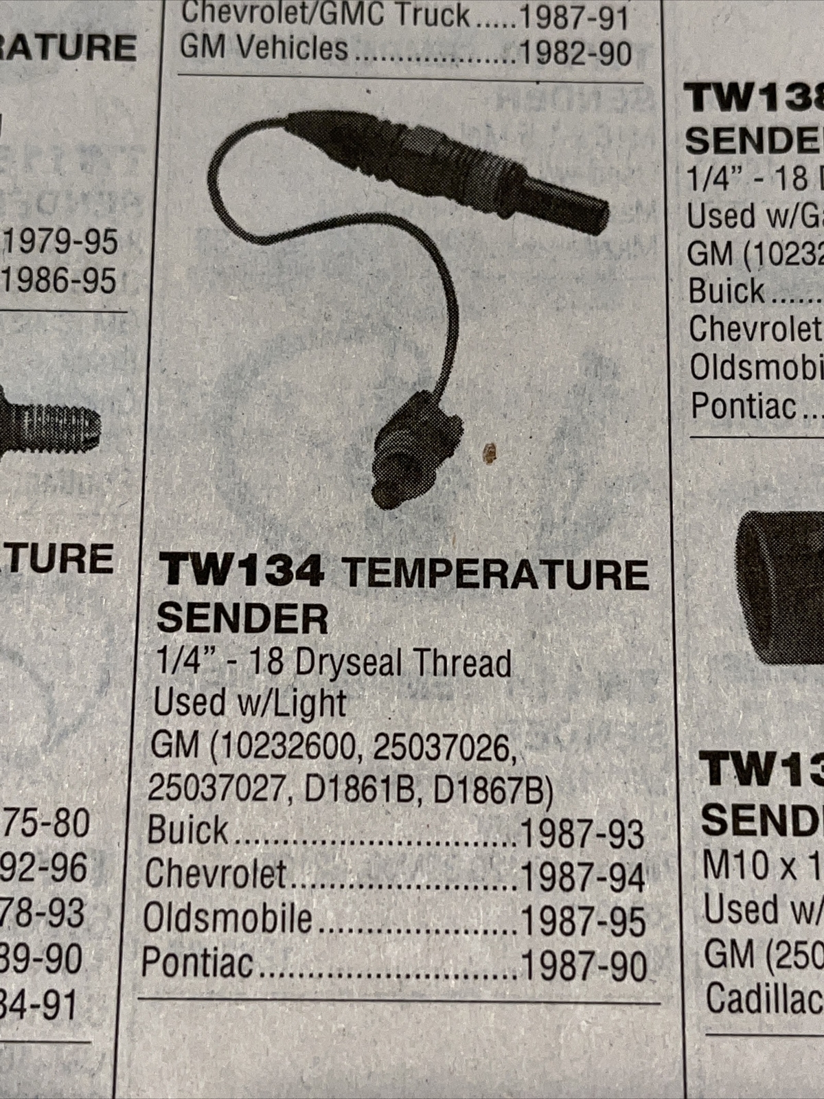 Temperature Sender Kemparts TW134