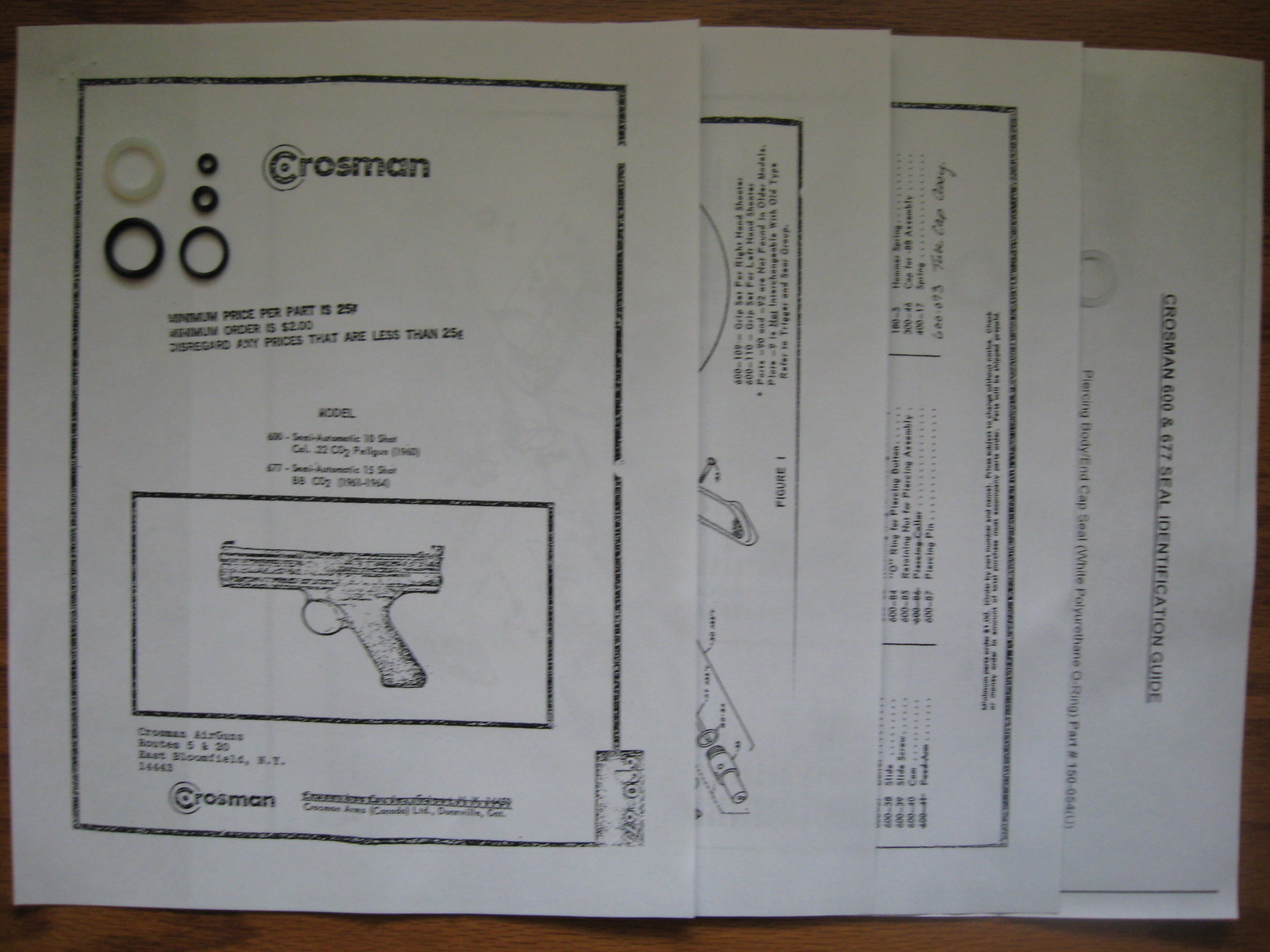 Crosman 600 677 CO2 Pistol Seal Reseal Kit - Exploded View - Parts List & Guide