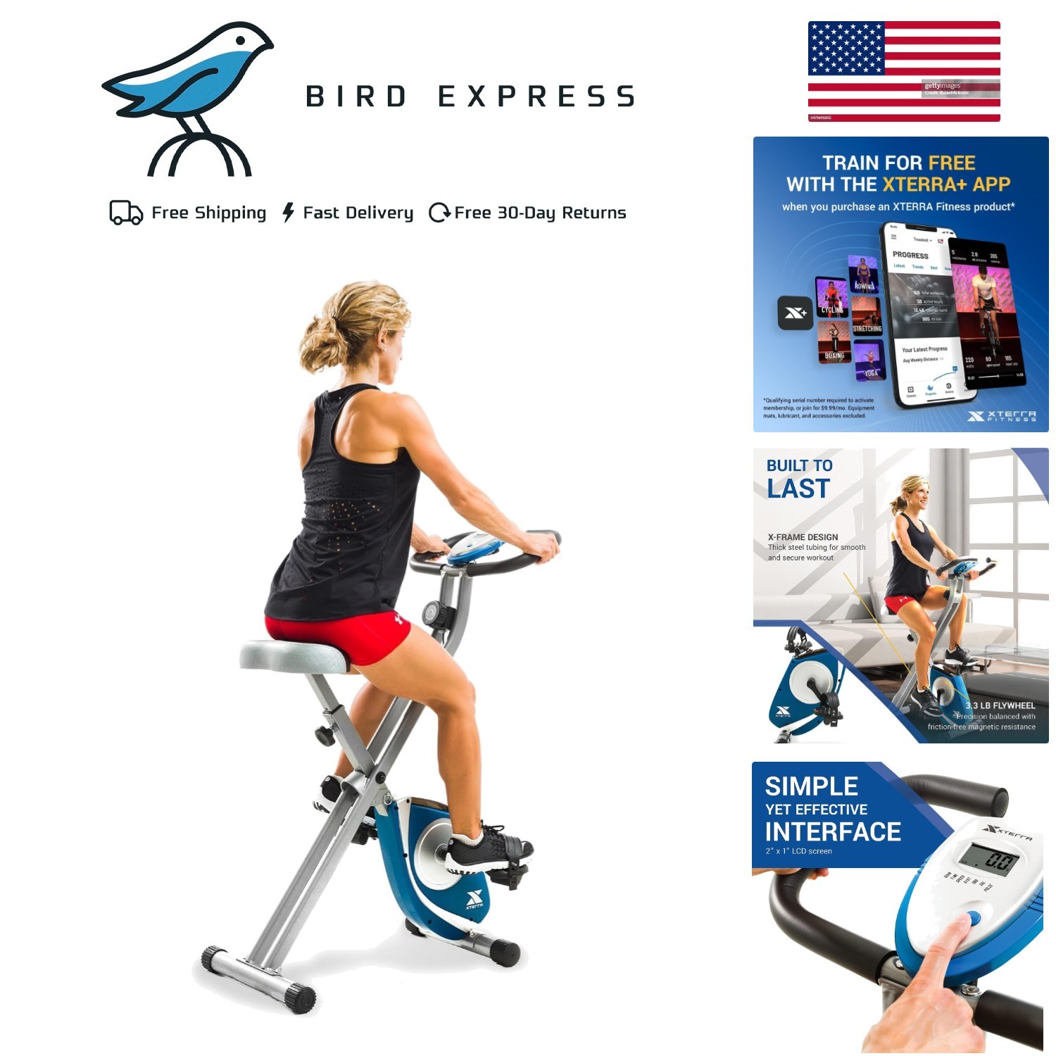 Folding Exercise Bike with Magnetic Resistance 8 Levels, 225lb Capacity