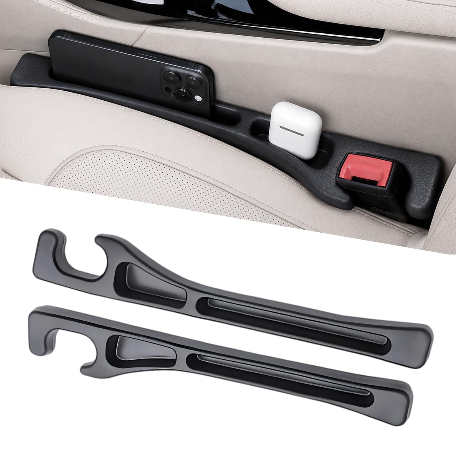 MTABCTY Car Seat Gap Filler Organizer 2 PCS Black Universal Seat Gap Plug Blo...