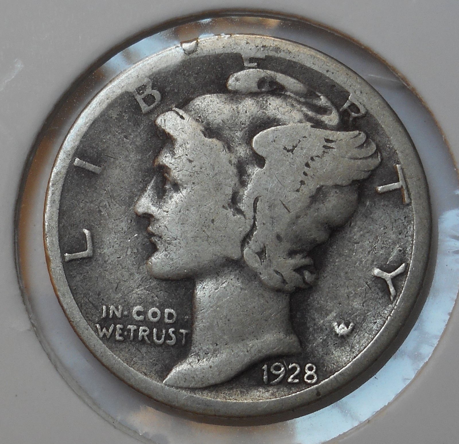 1928-s Large-S . Mercury Dime . VG . Very Good . Cherry Picker's Variety FS-501