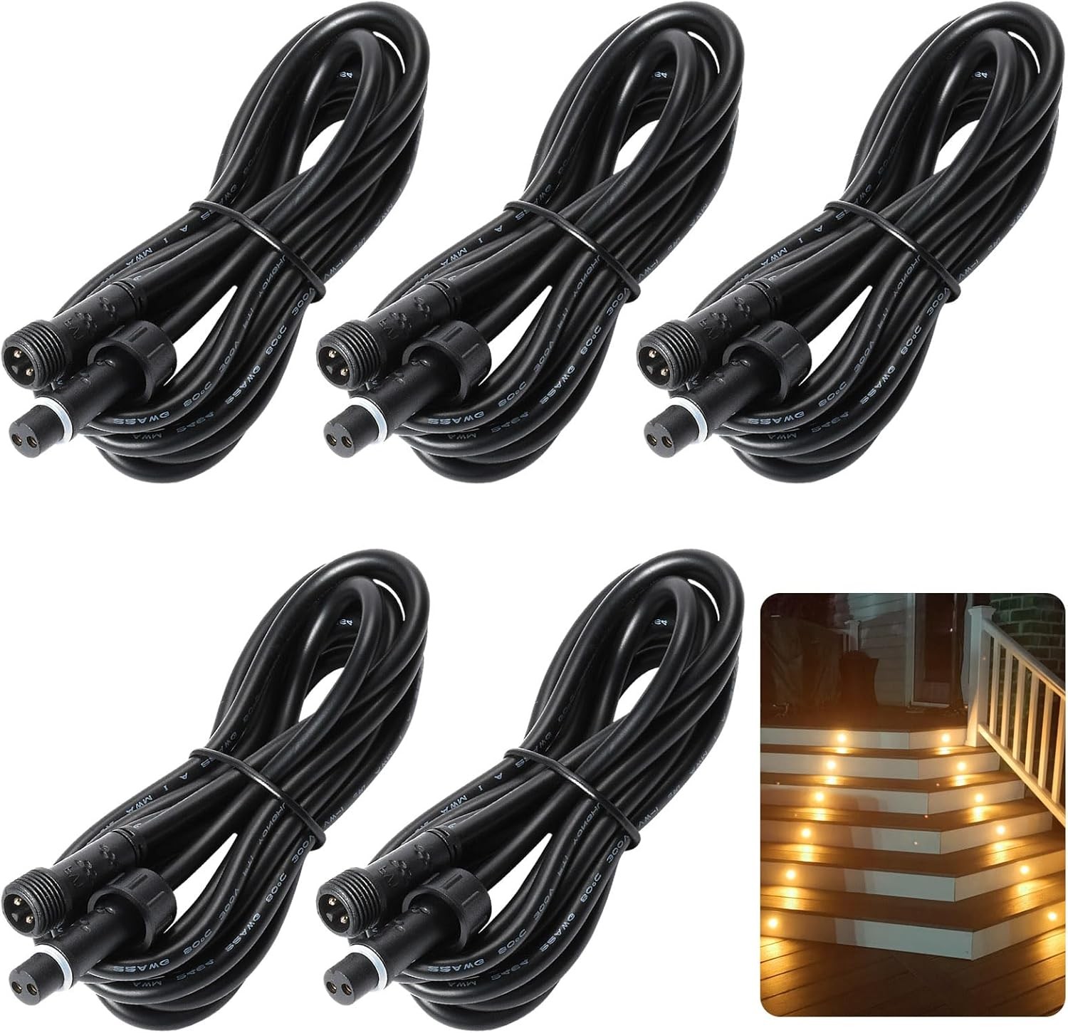2Pin 1m 2m 3m Extension Cable for Warm White Single Color Deck Lights Waterproof