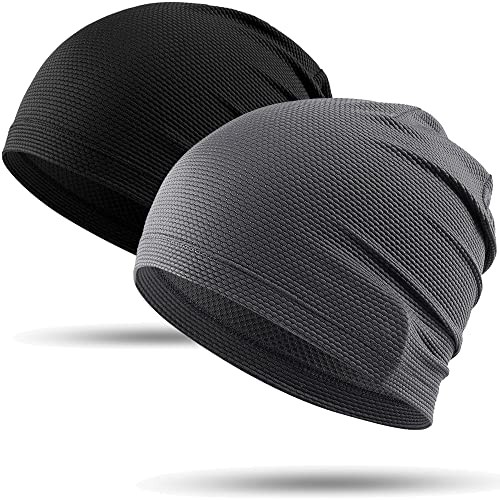 1Pack / 2 Pack Cooling Skull Caps for Men & Women - One Size Black+gray