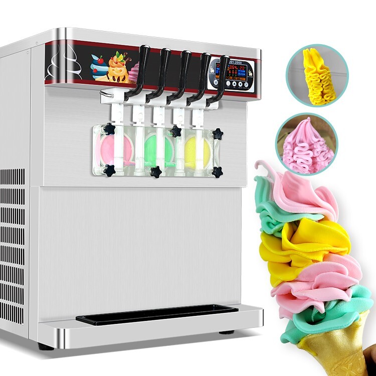 Kolice Tabletop 5 flavors softy ice cream maker,3+2 mixed soft serve ice machine