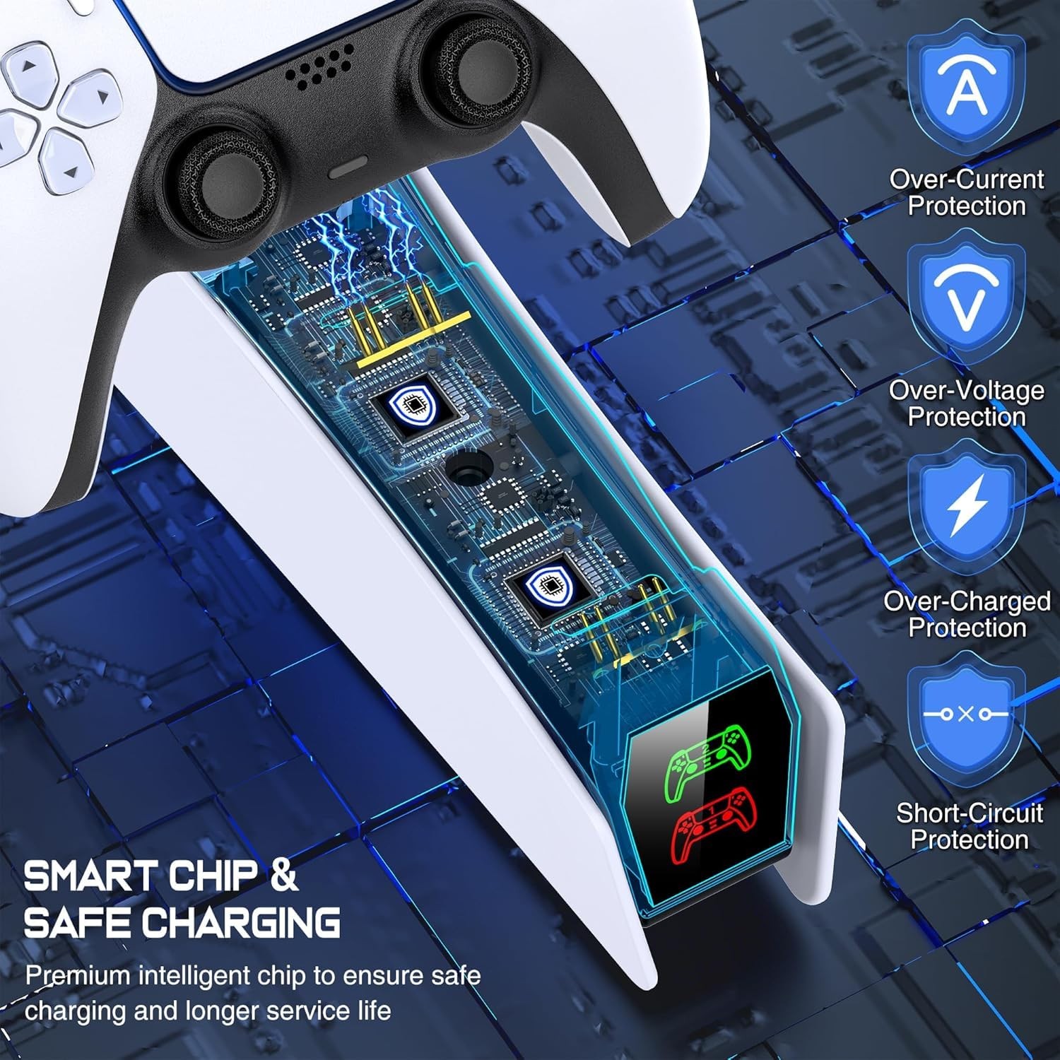 Svetaecho Ps5 Controller Charger Station For Playstation 5 Controllers Led