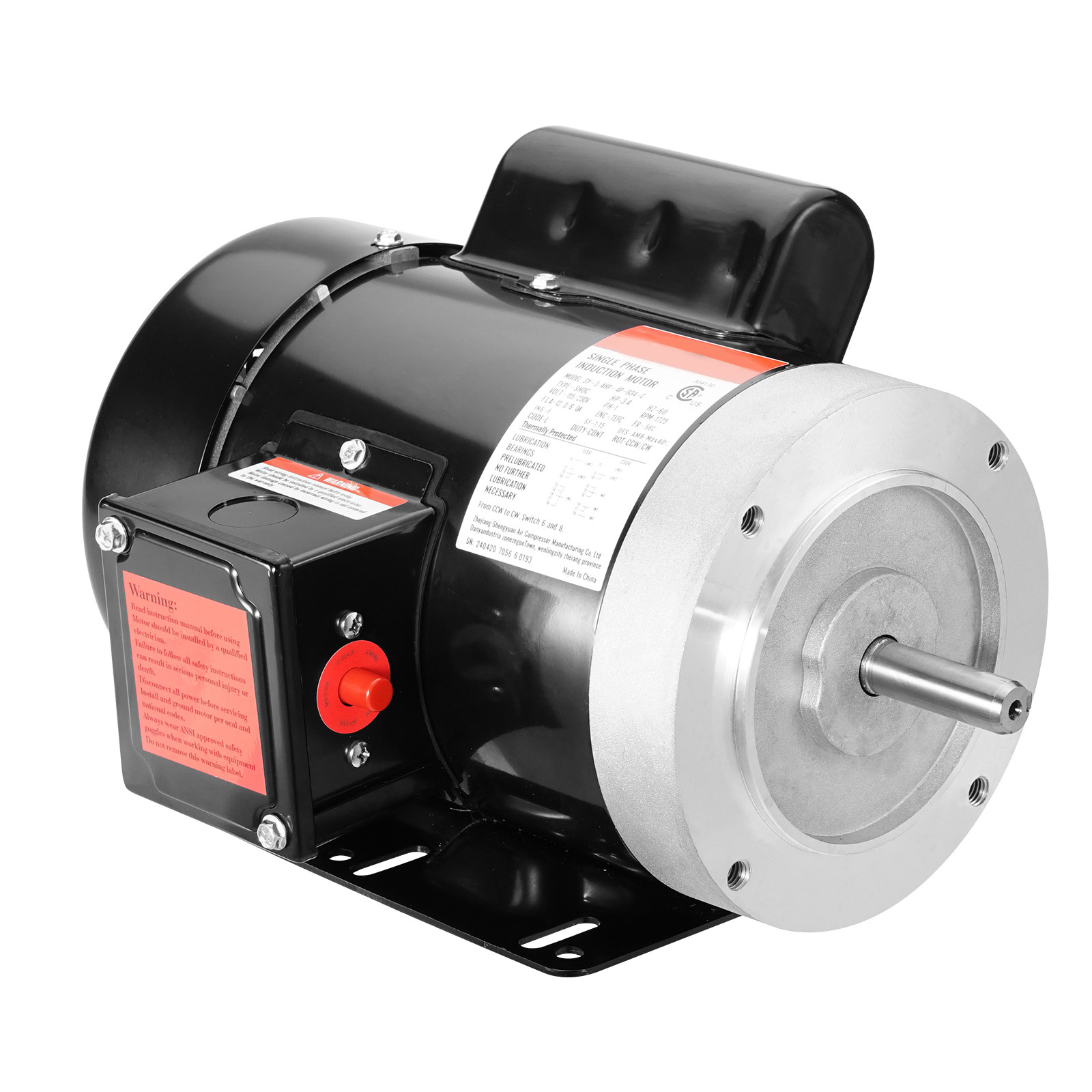 Uimoso 3/4 HP Electric Motor 1725RPM AC115/230V 56C Frame 1-Phase 5/8" Key Shaft