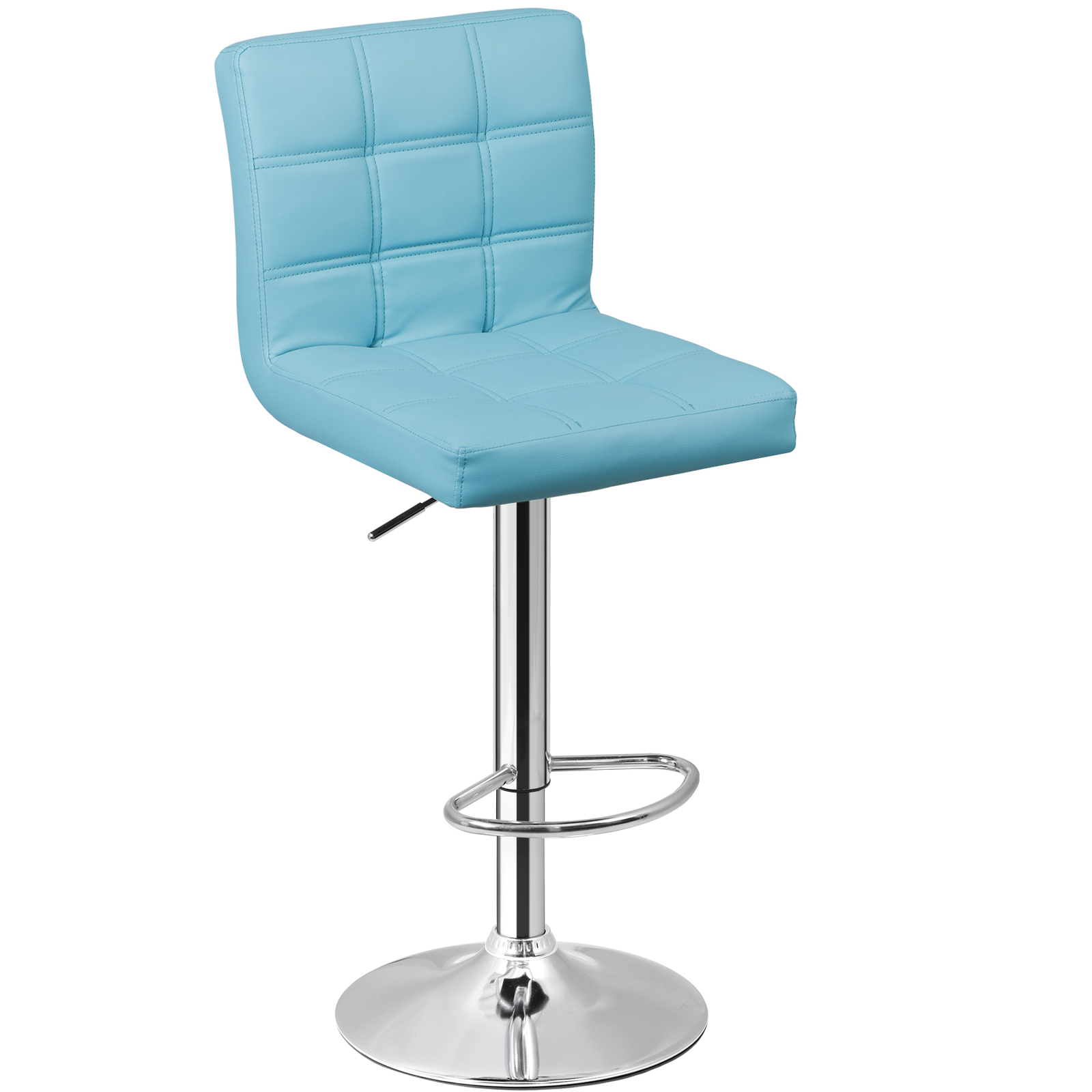 Two Pieces Height Adjustable Indoor Bart Stool 360 Rotation Metal Frame, Blue